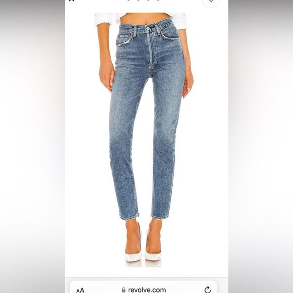 AGOLDE High Rise Straight Crop Jeans - Picture 1 of 12